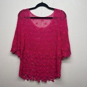 Crochet Cottagecore Gardengirl Beach Chic Bohemian Womens Knit Pullover Medium